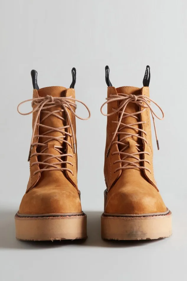 R13 Boots Women SINGLE STACK BOOT 8211 TAN NUBUCK