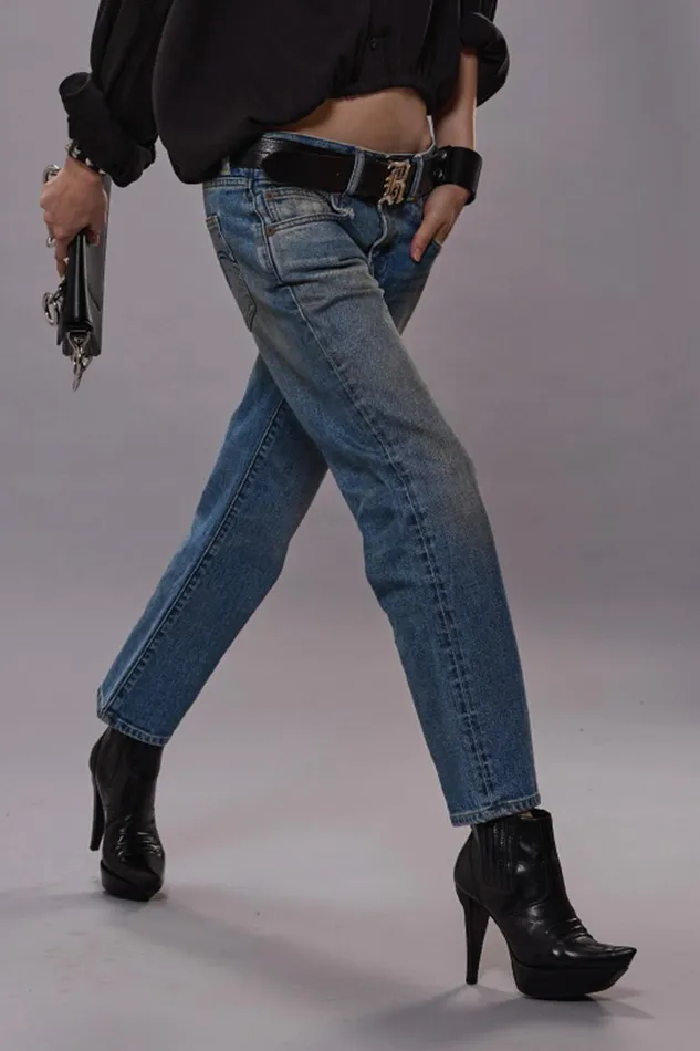 R13 Boy Straight Women BOY STRAIGHT JEANS 8211 PATTON BLUE STRETCH
