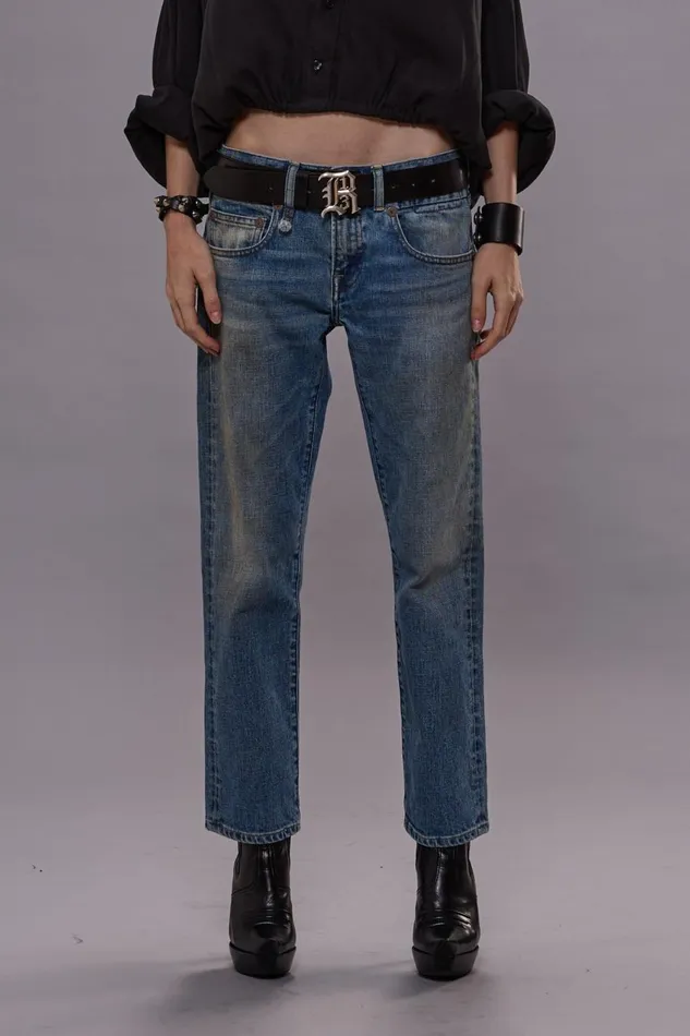 R13 Boy Straight Women BOY STRAIGHT JEANS 8211 PATTON BLUE STRETCH