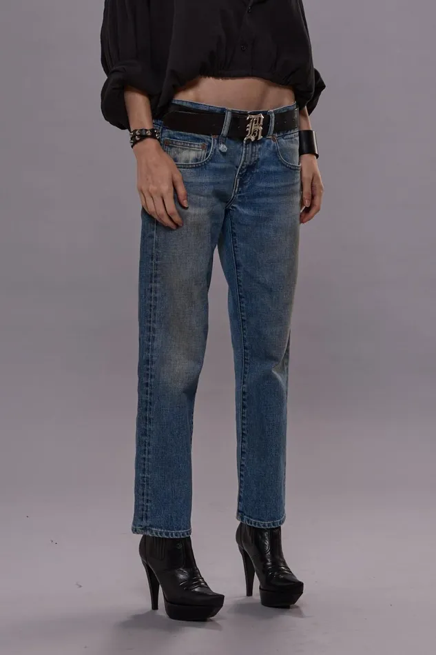 R13 Boy Straight Women BOY STRAIGHT JEANS 8211 PATTON BLUE STRETCH