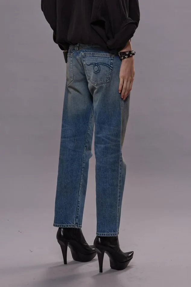 R13 Boy Straight Women BOY STRAIGHT JEANS 8211 PATTON BLUE STRETCH