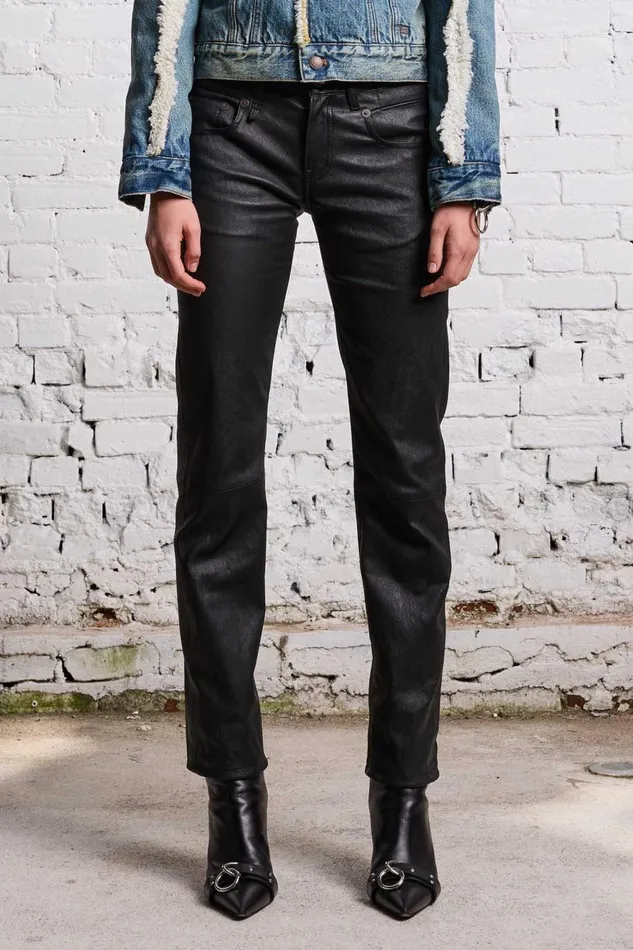 R13 Boy Straight Women BOY STRAIGHT LEATHER PANT 8211 BLACK
