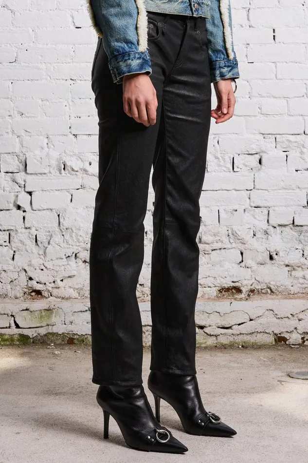R13 Boy Straight Women BOY STRAIGHT LEATHER PANT 8211 BLACK