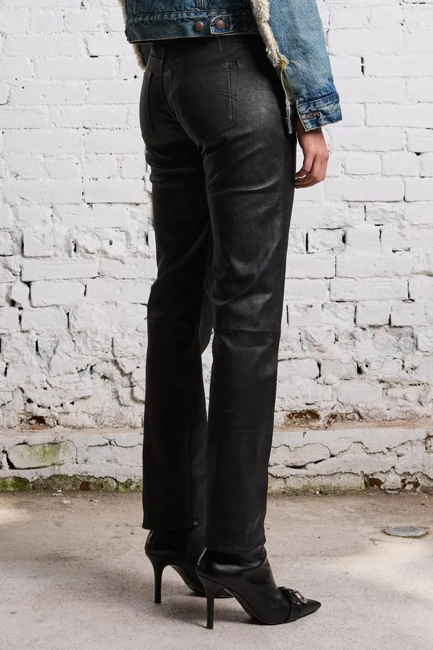 R13 Boy Straight Women BOY STRAIGHT LEATHER PANT 8211 BLACK