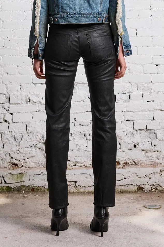 R13 Boy Straight Women BOY STRAIGHT LEATHER PANT 8211 BLACK