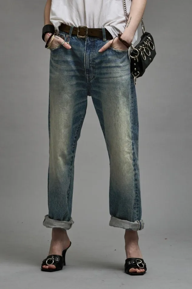 R13 Boyfriend Women CUFFED XBOYFRIEND 8211 CLINTON BLUE