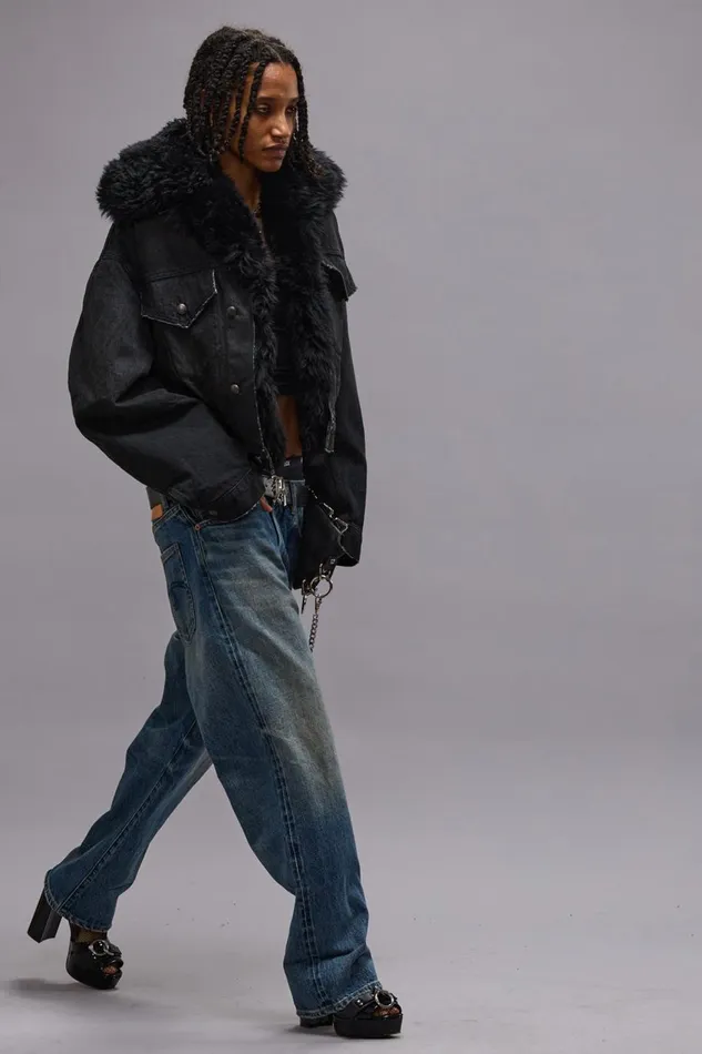 R13 Boyfriend Women CUFFED XBOYFRIEND JEAN 8211 ASPEN SELVEDGE BLUE