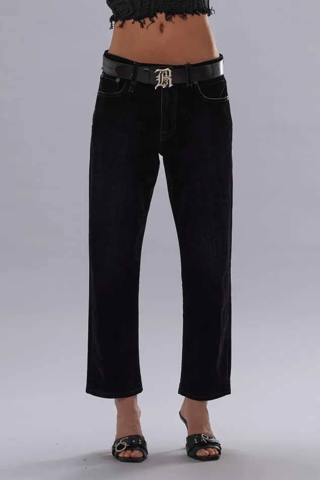 R13 Boyfriend Women ROMEO JEAN 8211 FLOCKED BLACK