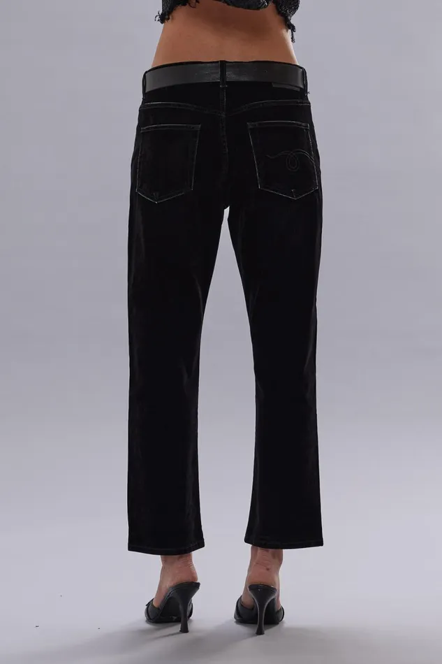 R13 Boyfriend Women ROMEO JEAN 8211 FLOCKED BLACK