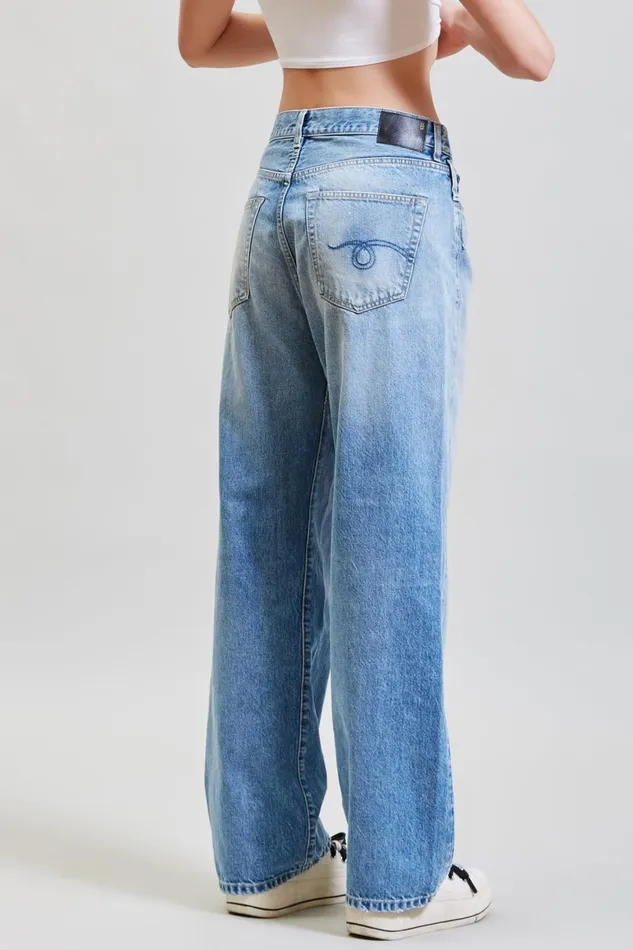 R13 Crossover Women WIDE LEG CROSS OVER JEAN 8211 IRVING BLUE