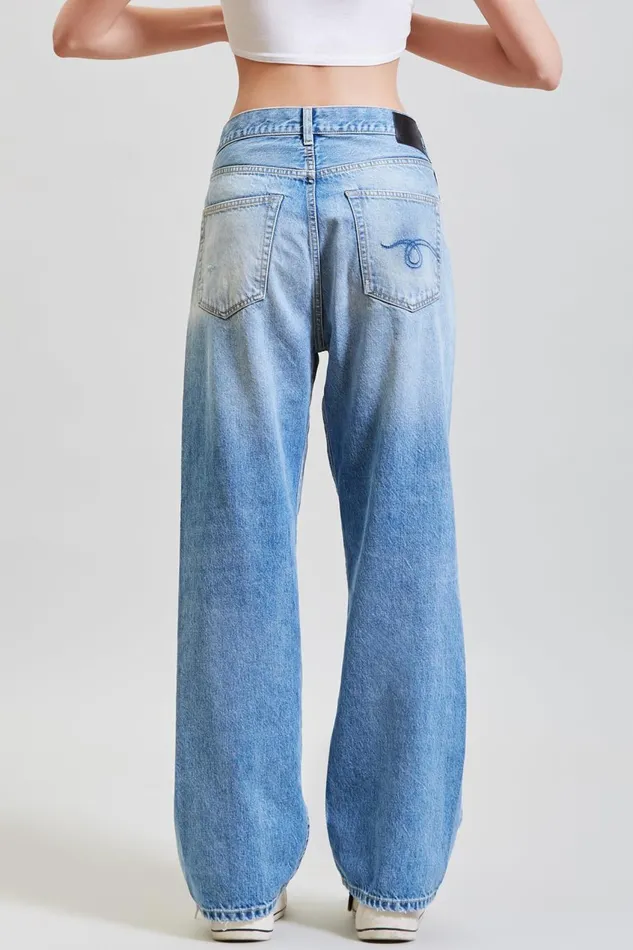 R13 Crossover Women WIDE LEG CROSS OVER JEAN 8211 IRVING BLUE