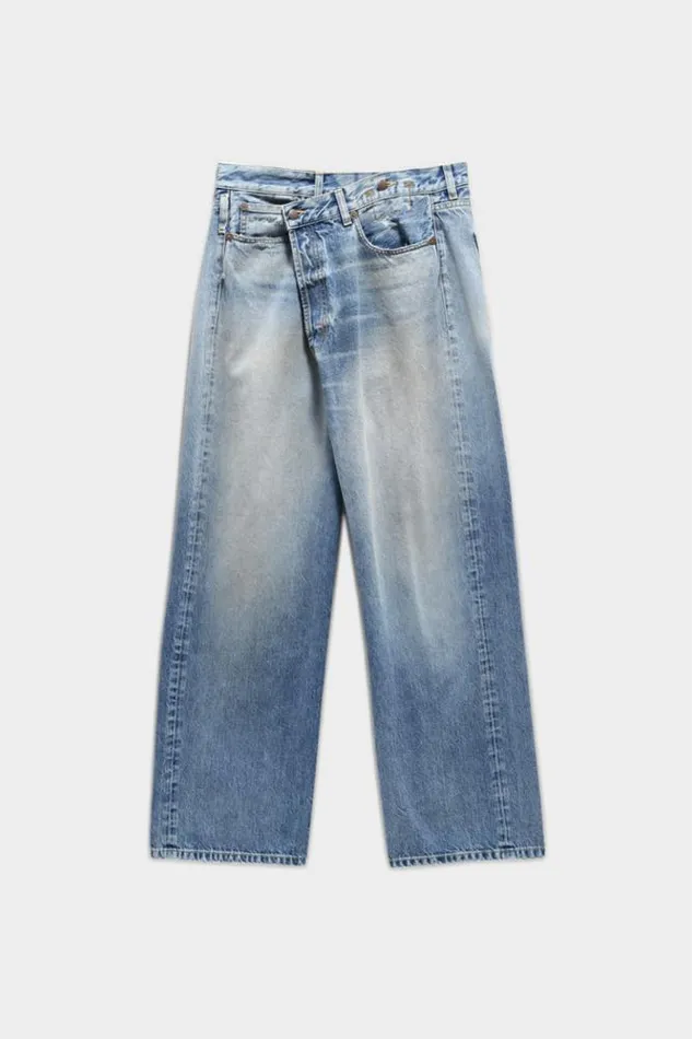 R13 Crossover Women WIDE LEG CROSS OVER JEAN 8211 IRVING BLUE
