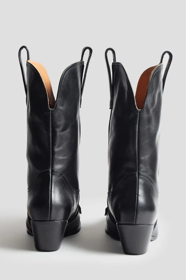 R13 Harness Women RINGED LOW RIDER COWBOY BOOT 8211 BLACK