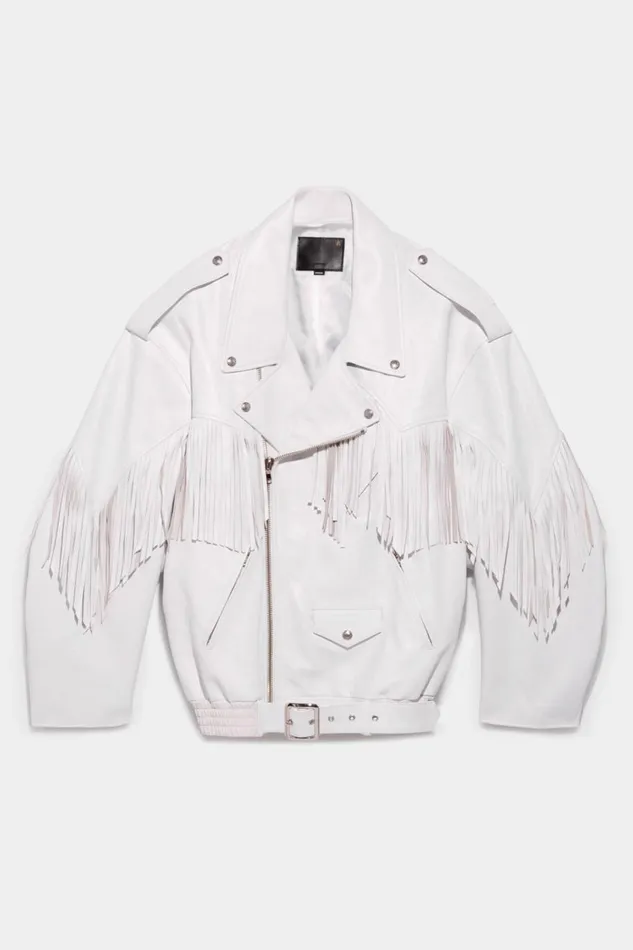R13 Jackets and Coats Women Fringe Oversized Motorcycle Bomber Denim