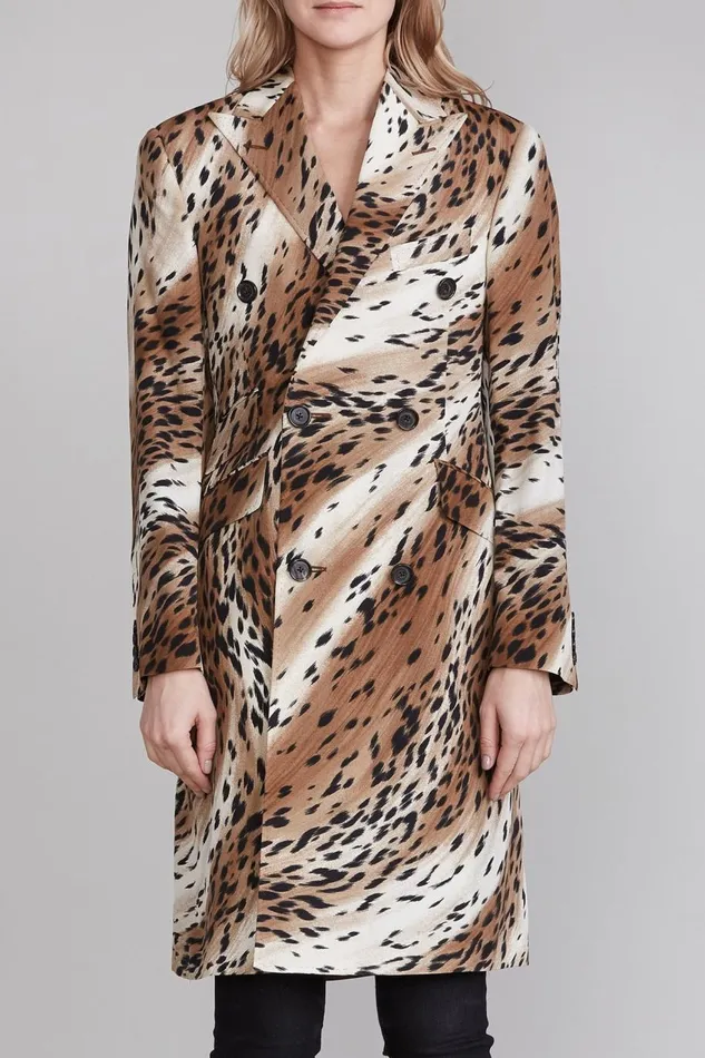 R13 Jackets and Coats Women Peak Lapel Double Breasted Coat 8211 Abstract Cheetah