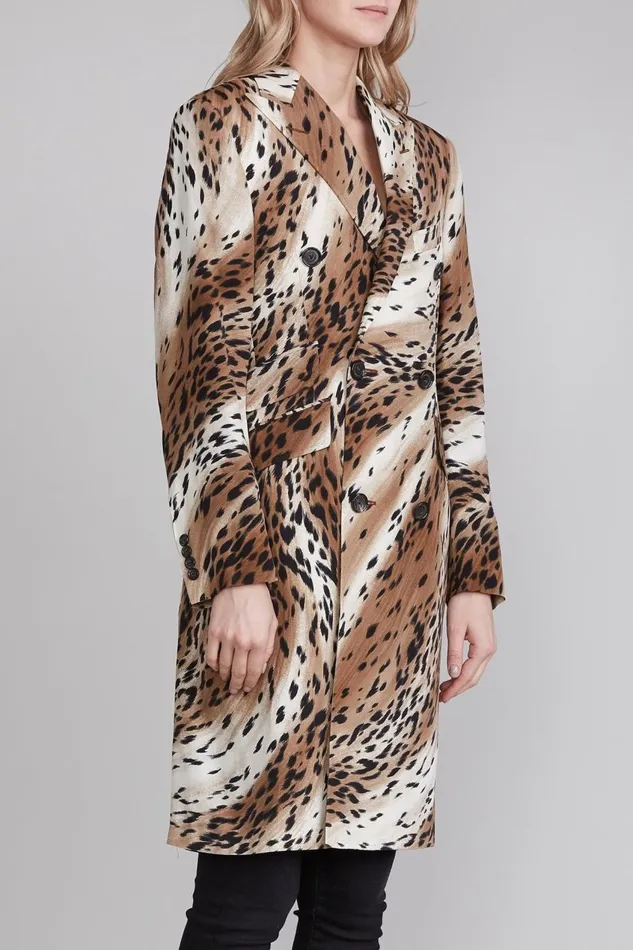 R13 Jackets and Coats Women Peak Lapel Double Breasted Coat 8211 Abstract Cheetah