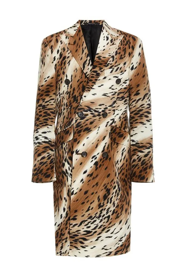 R13 Jackets and Coats Women Peak Lapel Double Breasted Coat 8211 Abstract Cheetah