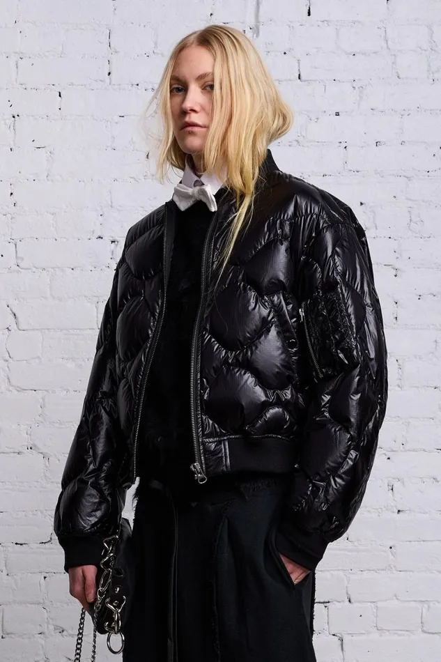 R13 Jackets and Coats Women RIPSTOP FLIGHT JACKET 8211 BLACK
