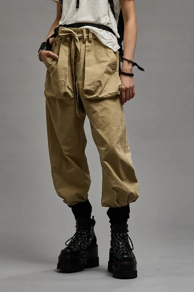 R13 Pants and Shorts Women BELTED UTILITY PANT 8211 KHAKI RIPSTOP