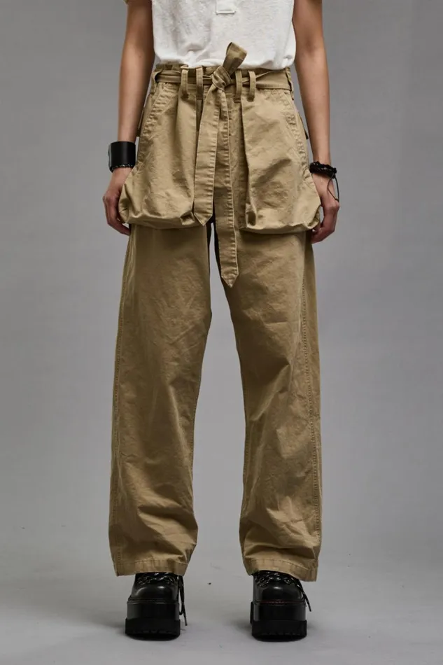 R13 Pants and Shorts Women BELTED UTILITY PANT 8211 KHAKI RIPSTOP