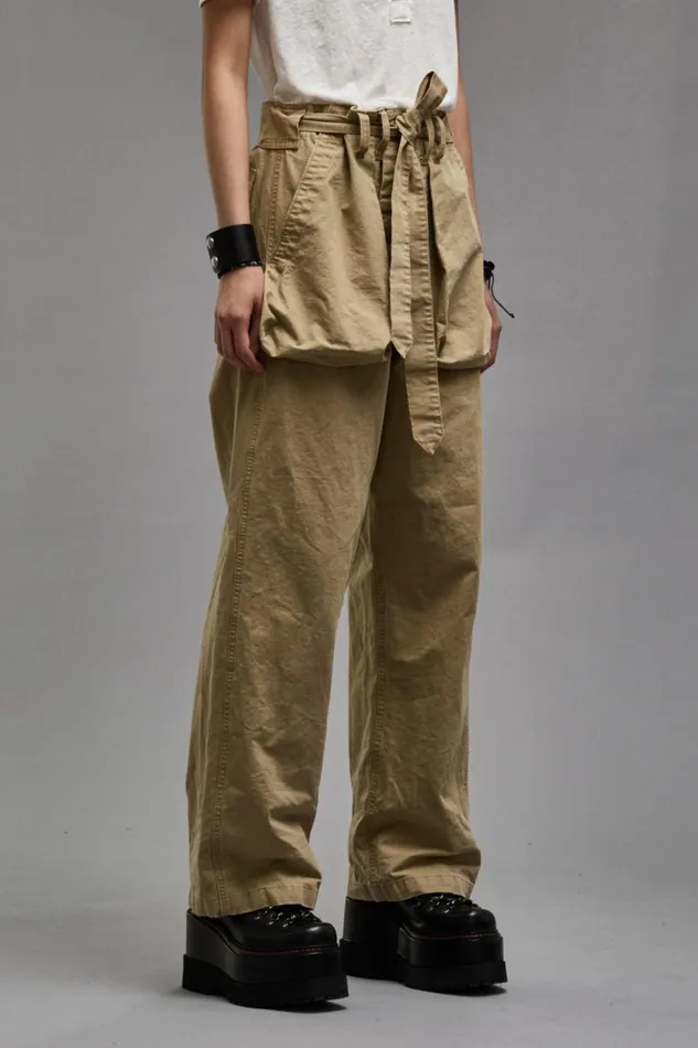 R13 Pants and Shorts Women BELTED UTILITY PANT 8211 KHAKI RIPSTOP