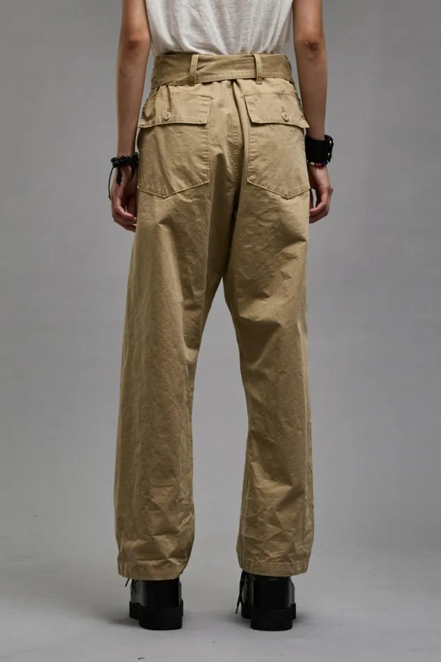 R13 Pants and Shorts Women BELTED UTILITY PANT 8211 KHAKI RIPSTOP