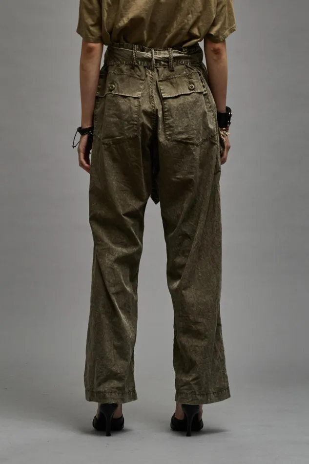 R13 Pants and Shorts Women BELTED UTILITY PANT 8211 OLIVE GARMENT DYE