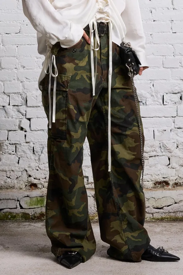 R13 Pants and Shorts Women WIDE LEG CARGO 8211 CAMO