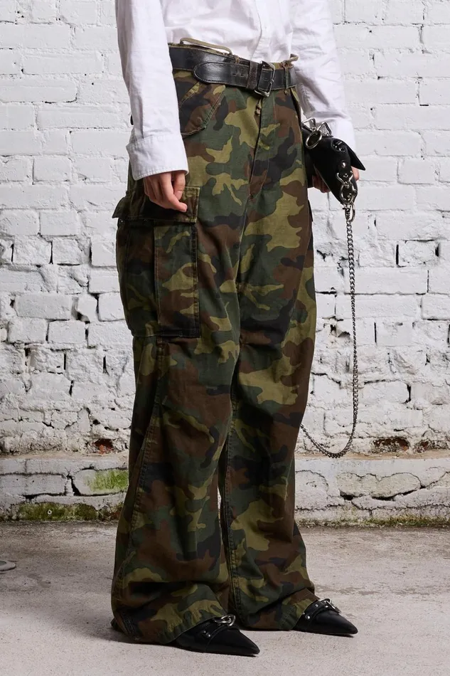 R13 Pants and Shorts Women WIDE LEG CARGO 8211 CAMO