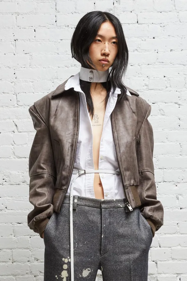 R13 Sale Women AMERICANA ZIP JACKET 8211 DISTRESSED GREY