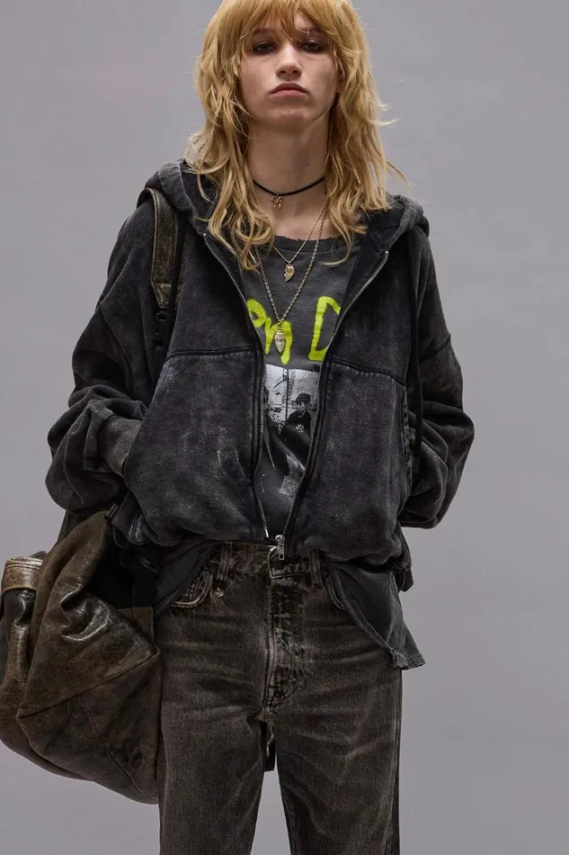 R13 Sale Women BALLOON ZIPUP HOODIE 8211 WASHED BLACK