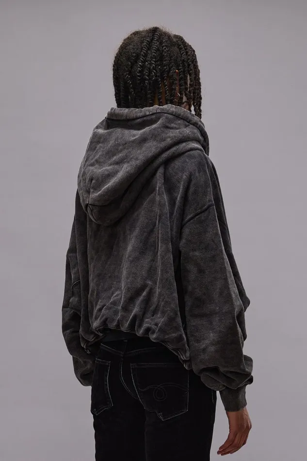 R13 Sale Women BALLOON ZIPUP HOODIE 8211 WASHED BLACK