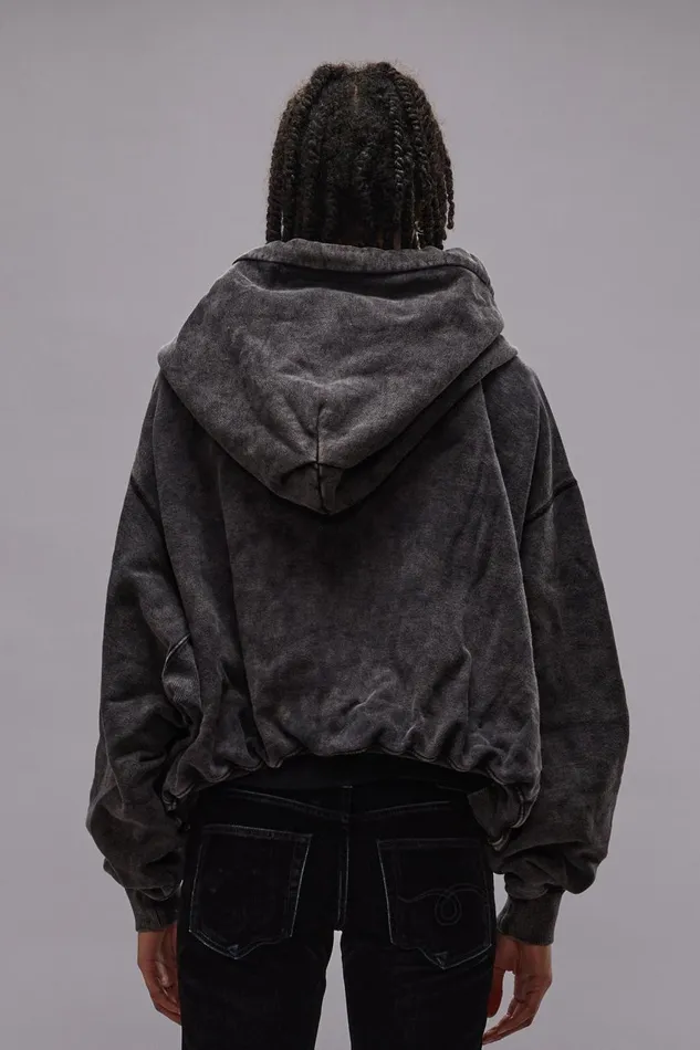 R13 Sale Women BALLOON ZIPUP HOODIE 8211 WASHED BLACK
