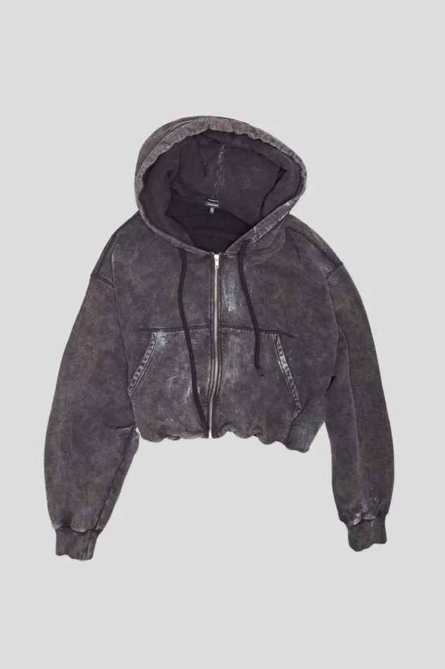 R13 Sale Women BALLOON ZIPUP HOODIE 8211 WASHED BLACK