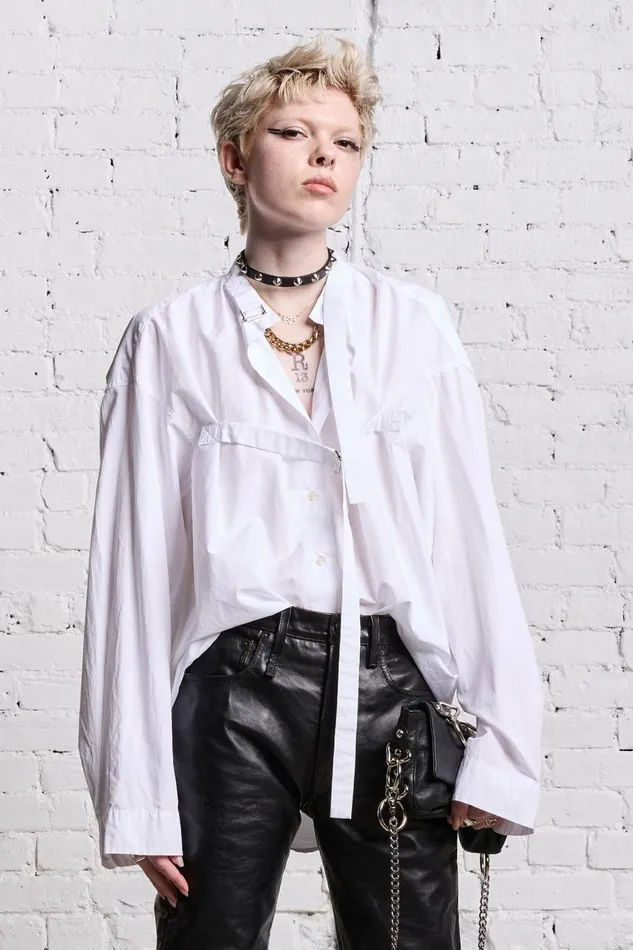 R13 Sale Women BELTED BUTTONUP 8211 WHITE