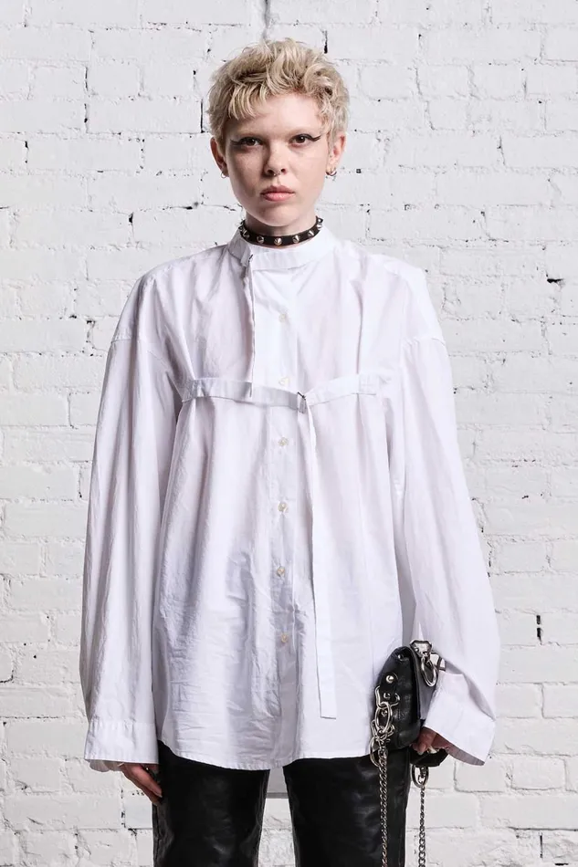 R13 Sale Women BELTED BUTTONUP 8211 WHITE