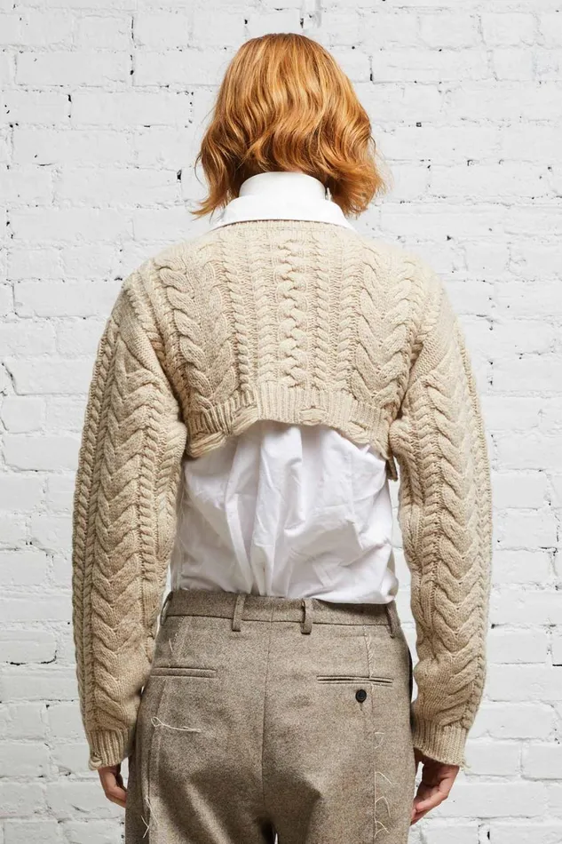 R13 Sale Women CROPPED CABLE SWEATER 8211 OATMEAL