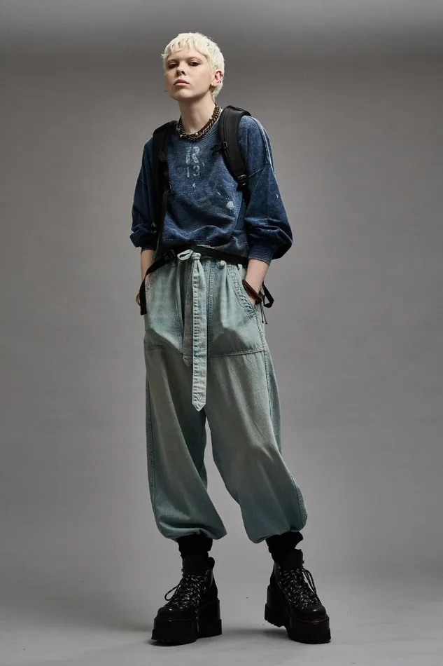 R13 Sale Women CROPPED R13 CREWNECK 8211 INDIGO BLUE