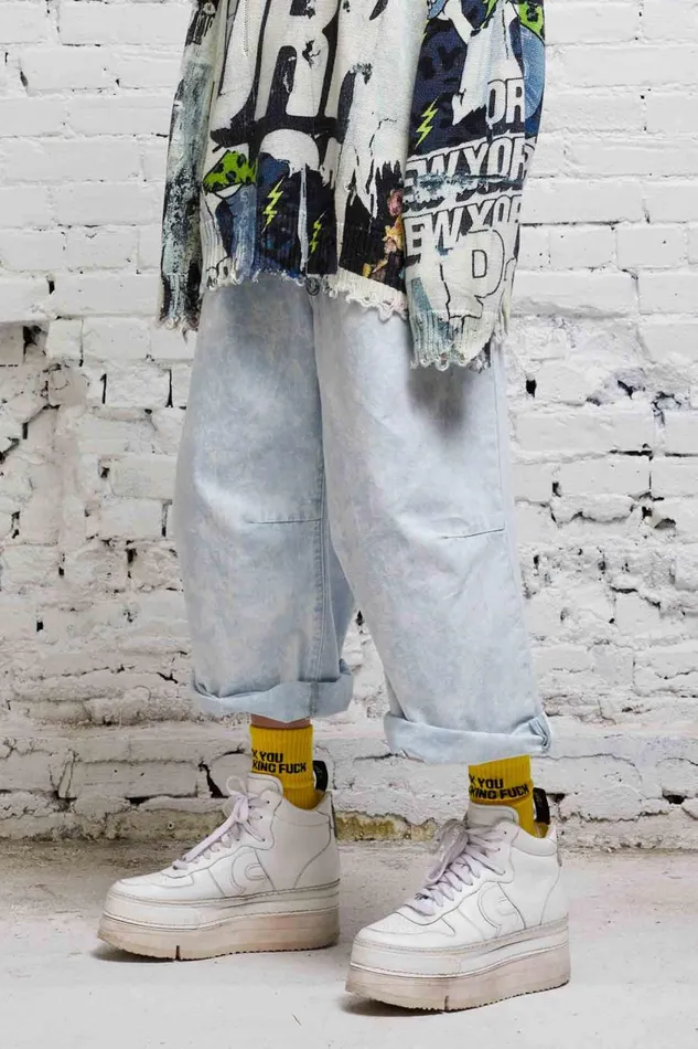 R13 Sale Women CROPPED WIDE LEG JEAN 8211 CLOUDY BLUE