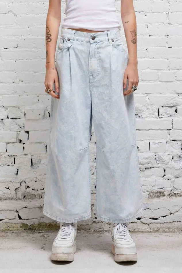 R13 Sale Women CROPPED WIDE LEG JEAN 8211 CLOUDY BLUE