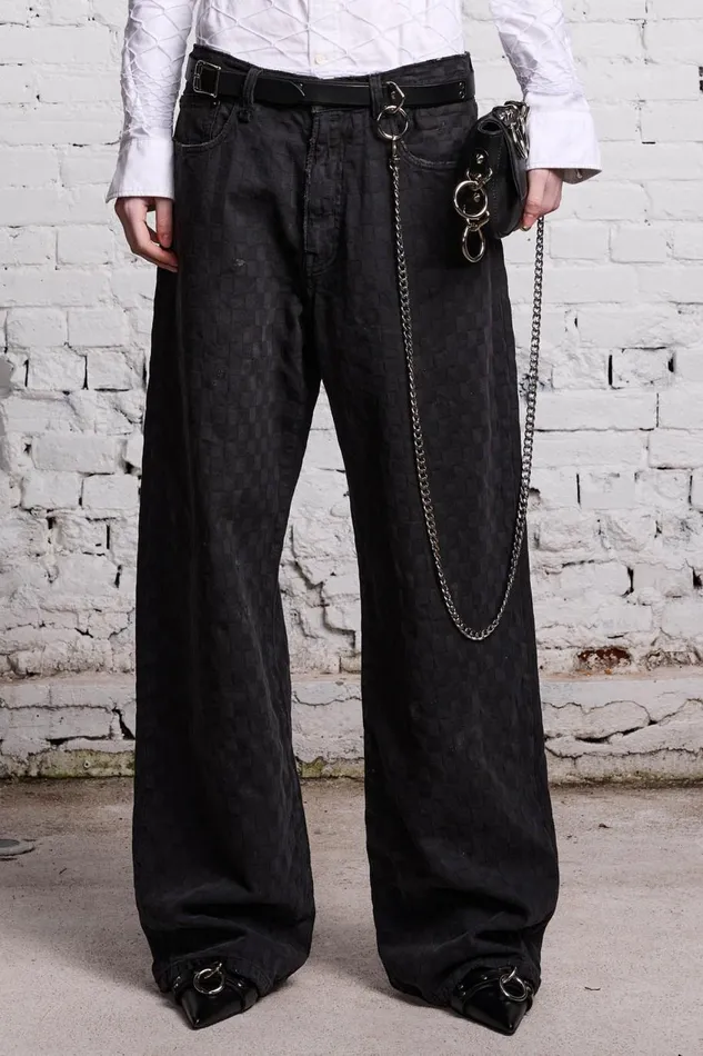 R13 Sale Women D039ARCY LOOSE JEAN 8211 SHADOW CHECKERBOARD