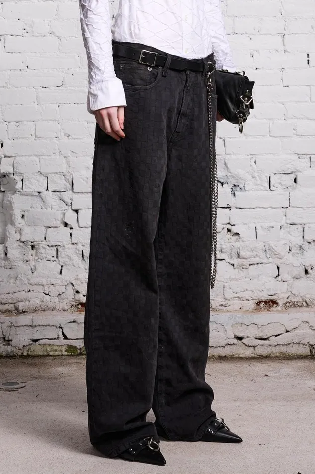 R13 Sale Women D039ARCY LOOSE JEAN 8211 SHADOW CHECKERBOARD