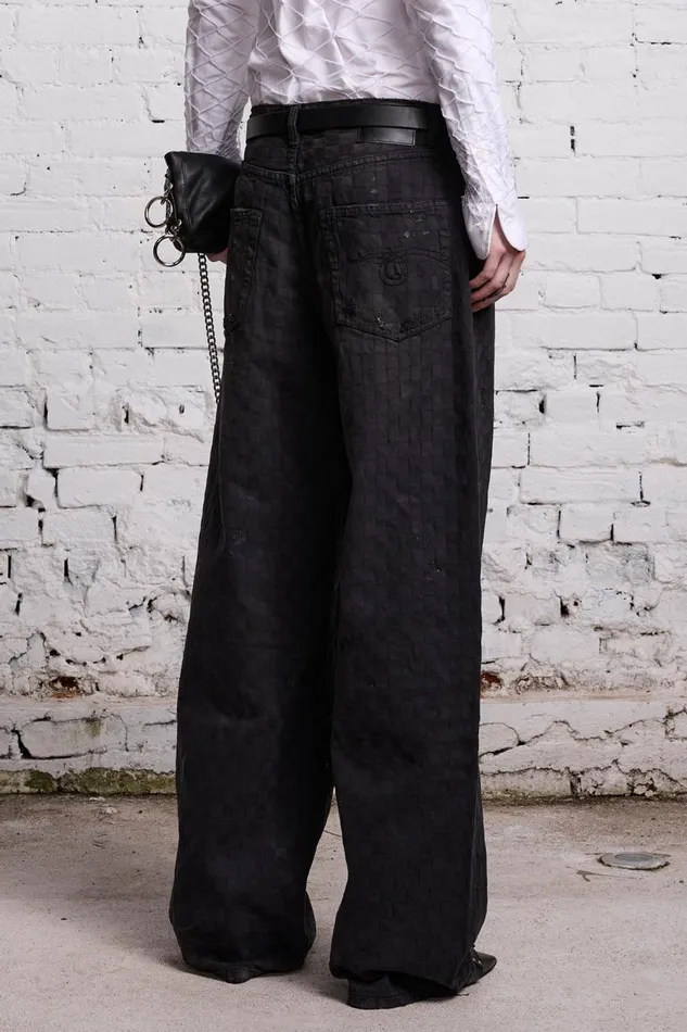 R13 Sale Women D039ARCY LOOSE JEAN 8211 SHADOW CHECKERBOARD
