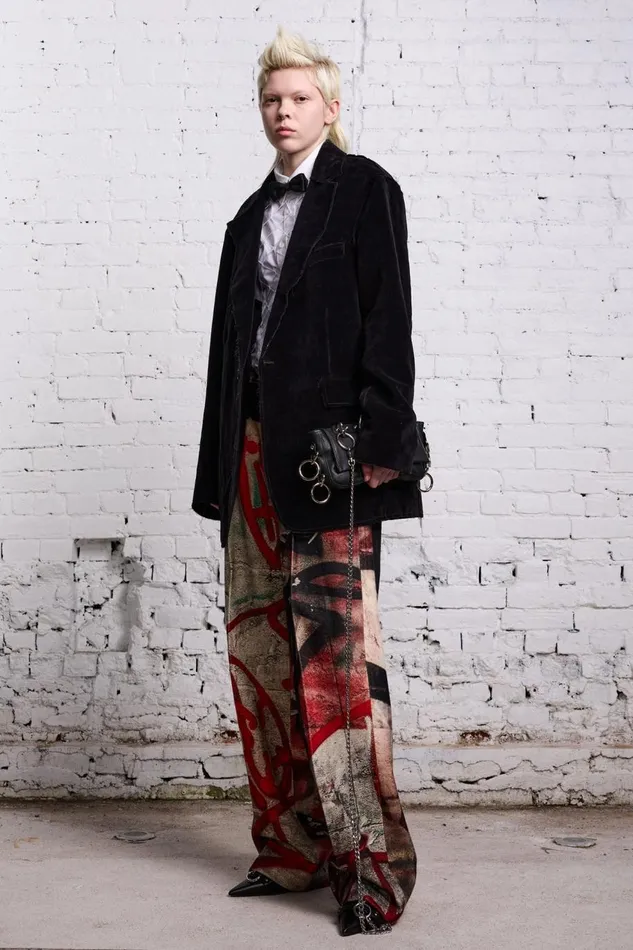 R13 Sale Women DAMON WOOL TROUSER 8211 GRUNGE MURAL
