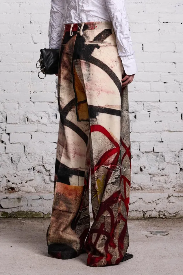 R13 Sale Women DAMON WOOL TROUSER 8211 GRUNGE MURAL