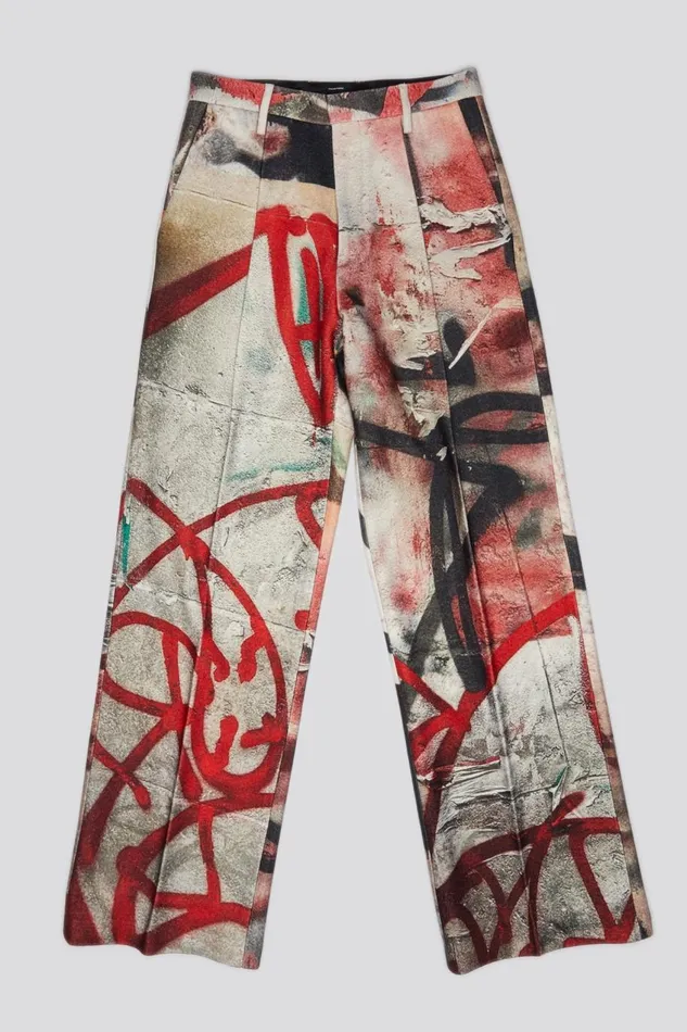 R13 Sale Women DAMON WOOL TROUSER 8211 GRUNGE MURAL