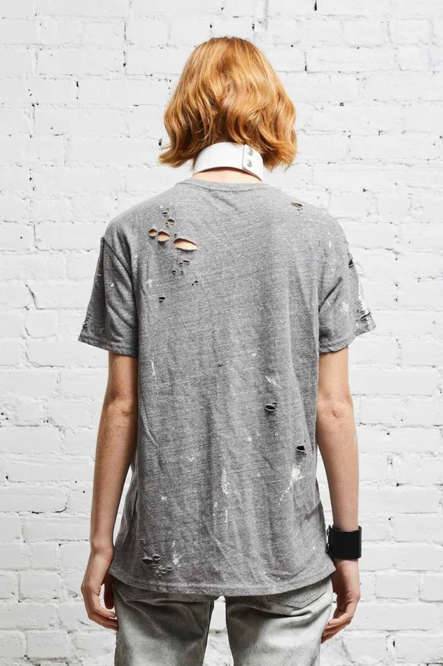 R13 Sale Women DESTROYED BOY T 8211 HEATHER GREY