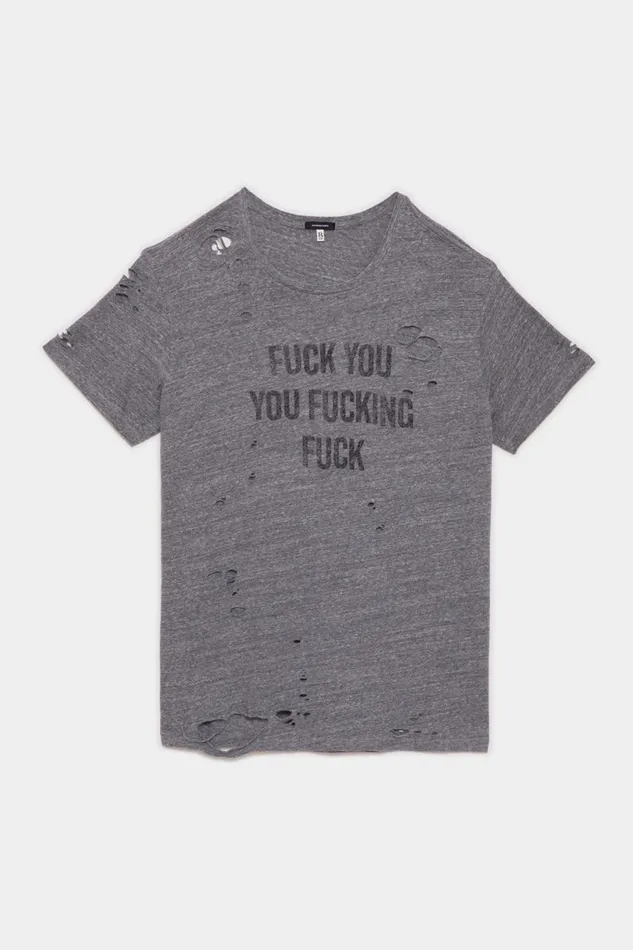 R13 Sale Women FU Ripped Boy T 8211 Heather Grey Denim