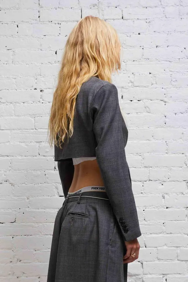 R13 Sale Women FRONT TIE CROPPED BLAZER 8211 GLEN PLAID