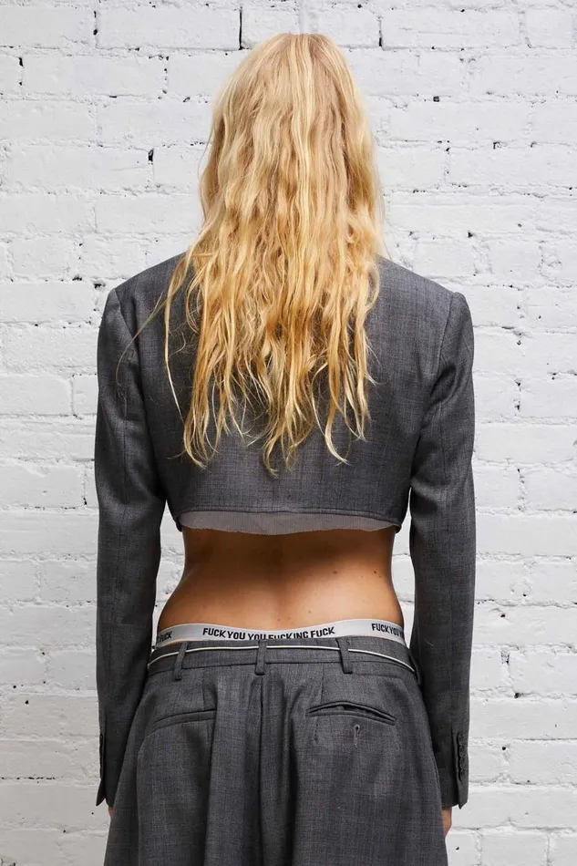 R13 Sale Women FRONT TIE CROPPED BLAZER 8211 GLEN PLAID